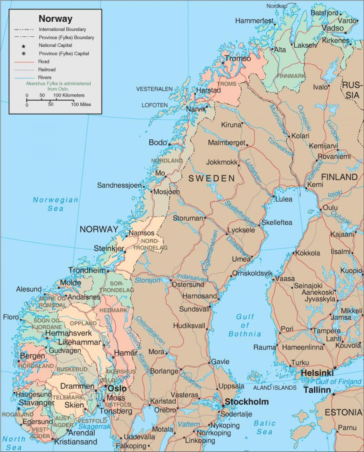карта Нарвегіі