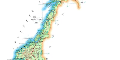 Карта вышынь Нарвегія 