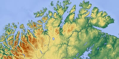 Паўночная Нарвегія карце