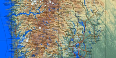 Падрабязная карта паўднёвай частцы Нарвегіі