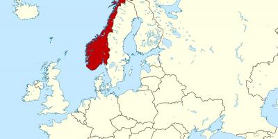 Карта Нарвегіі і Еўропе