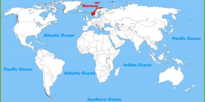 Карта свету, якая паказвае Нарвегія
